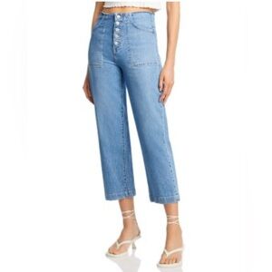 Veronica Beard Crosbie High Rise/ Wide Crop Blue Jeans